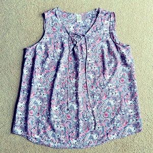 Womens plus tank top by Terra & Sky, size 1X (16w-18w), pink, navy, white